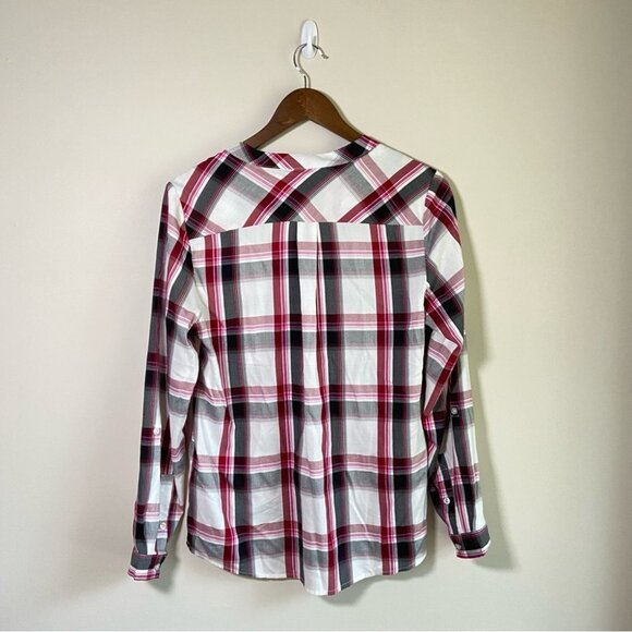 Weatherproof Vintage Faux Button Down Pull Over Pink White Plaid Medium - Picture 2 of 6